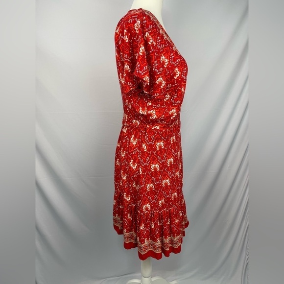 Zesica floral type print wrap dress v-neck short sleeve women’s size L - Picture 4 of 16